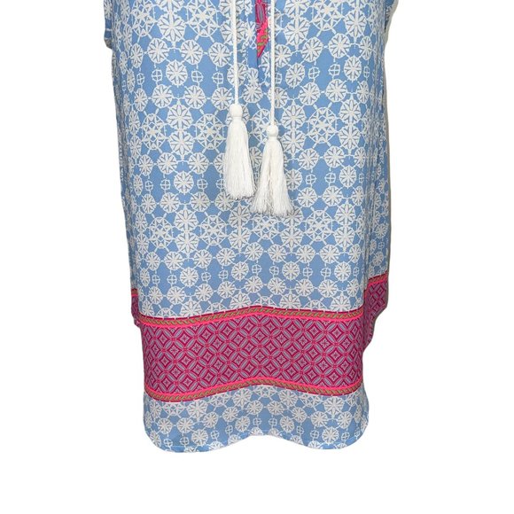 New Neiman Marcus Le Lis Long Sleeveless Slit Tie Neck Contrast Print Top - Picture 6 of 12